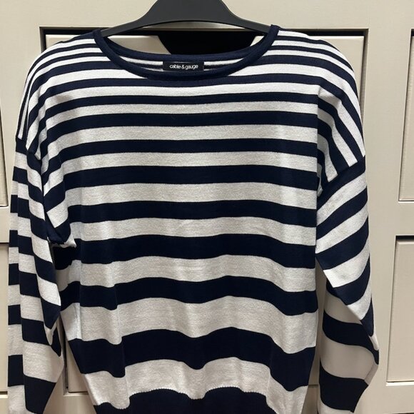 Cable & Gauge Sweaters - NWOT Cable & Guage Navy & White Striped Sweater